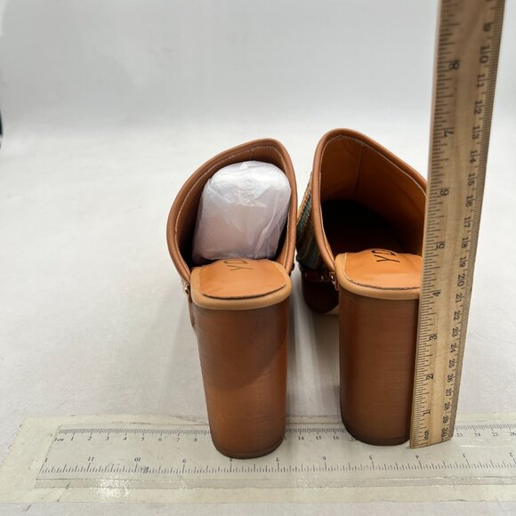 YDN Multi Platform Slip On Clogs Mules Cork High Heel Round Toe Rivet Sandals - Picture 5 of 8